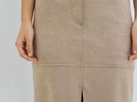 Замшевая прямая юбка, Бежевый