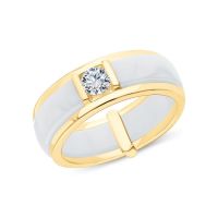 Серебряное кольцо с фианитами и керамикой