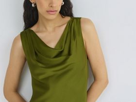 Платье-халтер с драпировкой, Зеленый