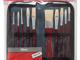 Набор кистей Щетина в пенале Pinax "Creative Line" 10 шт, ассорти