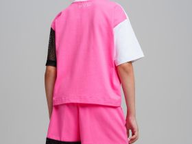 Комплект трикотажный для девочек: фуфайка (футболка), шорты