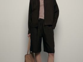 Жакет с добавлением льна и отложным воротником