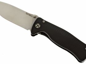 Нож складной LionSteel SR2A BS Mini, сталь Uddeholm Sleipner® Satin Finish, рукоять алюминий (Solid®), чёрный