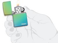 Зажигалка ZIPPO Logo Classic с покрытием High Polish Teal, латунь/сталь, зелёная, глянцевая, 36x12x56 мм