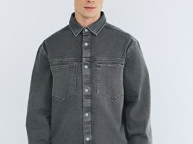 Куртка-рубашка из твила с карманами, Серый