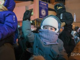 На площади Орджоникидзе зажгли ёлку Якутска