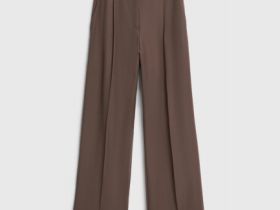 Широкие брюки со складками, Коричневый