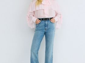 Блузка с объёмными рюшами, Розовый