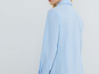 Приталенная рубашка из хлопка, Голубой