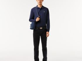 Мужское поло Lacoste L.12.21 классического кроя с длинным рукавом