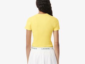 Женская футболка Lacoste приталенного кроя из хлопка в рубчик