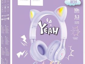 Наушники Hoco W39 Cat Ear Сиреневые