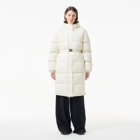 Женский длинный пуховик Lacoste с поясом