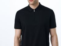 Поло из технологичной ткани с молнией, Черный