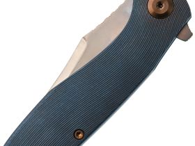 Складной нож Assassin knives Mini Rex Flipper, сталь Damascus, рукоять титан, синий