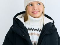 Пуховик для девочек, Черный