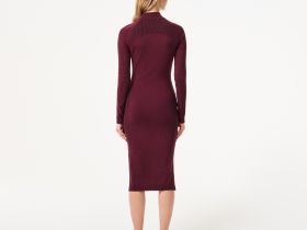 Женское облегающее длинное платье Lacoste на молнии с длинным рукавом