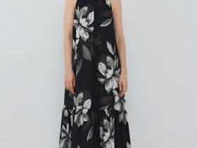 Платье А-силуэта с объёмным бантом, Черный