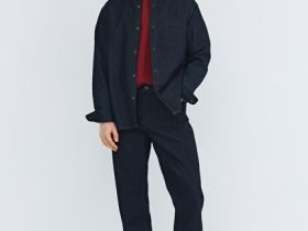 Джинсовая рубашка на пуговицах, Синий