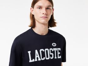 Мужская футболка Lacoste из хлопка с контрастным значком