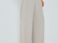 Прямые брюки с поясом на резинке, Бежевый