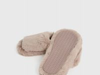 Меховые тапочки с открытым носком, Коричневый