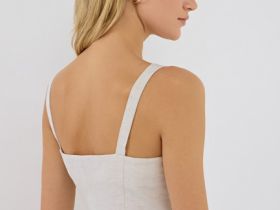 Топ из льняной ткани, Бежевый