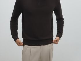 Поло с длинным рукавом, Коричневый