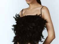 Топ с натуральными перьями, Черный