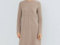 Платье А-силуэта с длинным рукавом, Коричневый