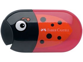 Точилка пластиковая с ластиком Faber-Castell "Animals", 2 отверстия, контейнер, ассорти