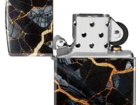 Зажигалка ZIPPO Fusion Marble Design с покрытием 540 Tumbled Chrome, латунь/сталь, черная, 38x13x57 мм