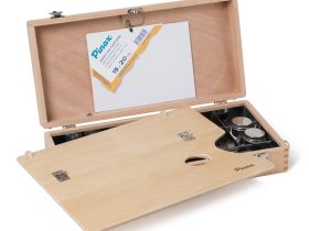 Ящик художника Pinax SB-22 с алюм. органайзером, складной палитрой и плечевым ремнем, бук