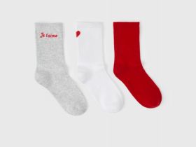 Носки в рубчик, 3 пары, Красный