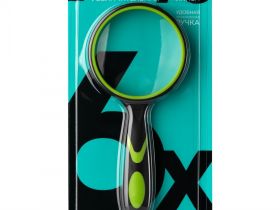 Лупа увеличительная стеклянная Globus с прорезиненной ручкой 75 мм, блистер