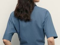 Блузка из хлопка и льна с завязками на поясе