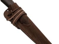 Нож Северный малый, сталь Х12МФ, рукоять коричневая карельская береза, с откованным долом