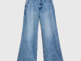 Широкие джинсы с высокой посадкой из лиоцелла, Голубой