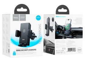 Автомобильный держатель Hoco (HW21) для смартфона с беспроводной зарядкой 15W в воздуховод (черный)