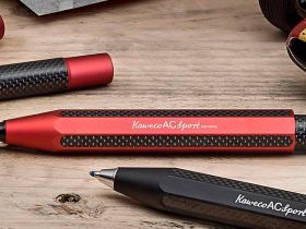 Ручка шариковая Kaweco AC Sport 1,0 мм, корпус красный с черными вставками