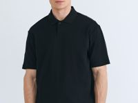 Поло из текстурной хлопковой ткани, Черный