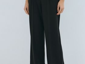 Прямые брюки со складками, Черный