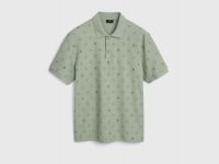 Поло из хлопка с принтом, Зеленый