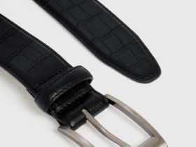 Ремень c фактурой под крокодила, Черный