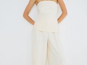 Брюки из поливискозы со складками, Бежевый