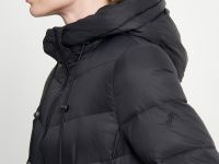 Пуховик с поясом приталенного силуэта