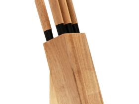 Набор из 5 кухонных ножей Fissman Pascual, деревянная подставка