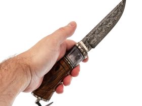 Авторский нож Коршун, сталь мозаичный дамаск, подарочная шкатулка