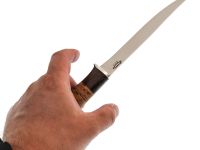 Охотничий нож Пескарь, сталь 65х13, рукоять береста/венге