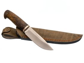 Туристический нож Соболь, сталь M390, рукоять карельская береза, мельхиор